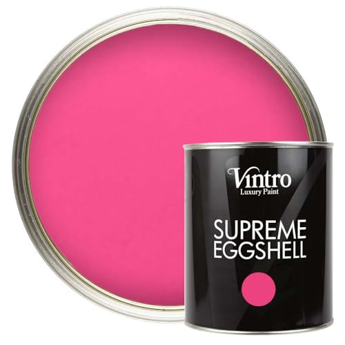 Vintro Paint | Bright Pink Eggshell Paint | for Walls | Wood | Trim | Satin Furniture Paint | Interior & Exterior Use. 1 Litre (Deptford Pink)