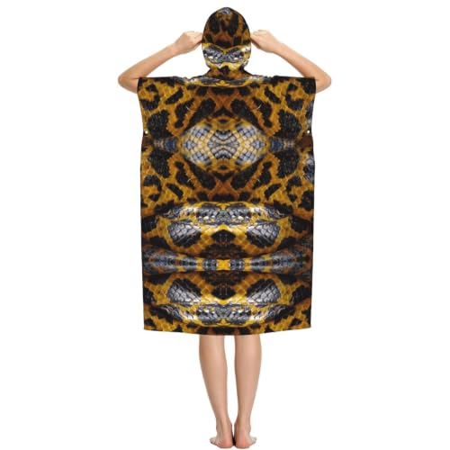 Poncho surf microfibre léger avec capuche imprimé serpent jaune pour l'été