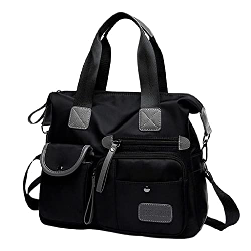 oshhni Adulto Unissex Bolsa Feminina De Grande Capacidade Bolsa De Ombro Vintage Bolsa De Trabalho Bolsa Leve Para O Dia A Dia Preto
