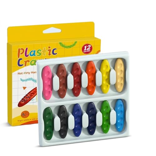 QTORCHE Crayon bebe 12 mois, Premier crayon bebe 1 an, Lavable Forme Cacahuète – 12 Couleurs Non Toxiques, Ergonomique et Facile à Tenir pour Éveil et...