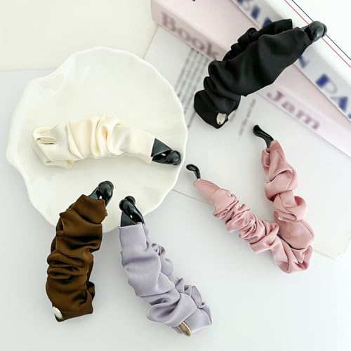5 piezas de pinzas banana de satén, clips para el cabello con color sólido, tamaño mediano, diseño antideslizante para coletas y peinados para mujeres y niñas miniatura 3