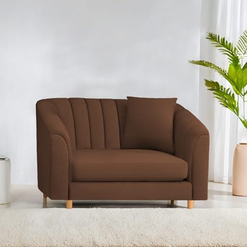 Image of Casaliving Doraldo 1 Seater Sofa Set for Living Room (Brown Colour) Premium Fabric Sofa
