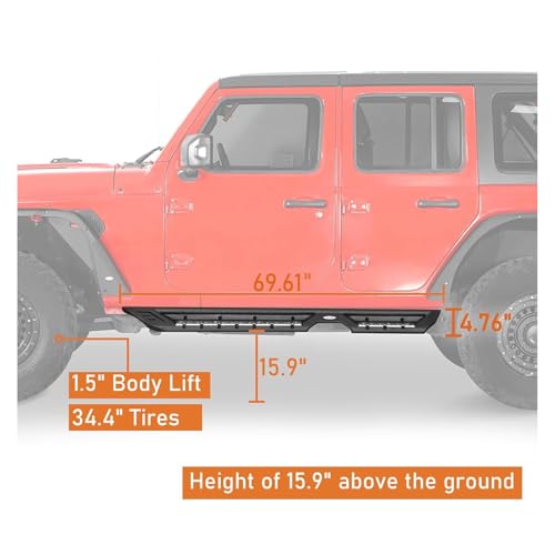 Estribos Hooke Road para Jeep Wrangler JL Unlimited 4 Puertas miniatura 6