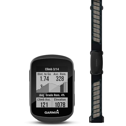 Garmin Edge 130 Plus Performance Bundle, GPS Bike computer Smart, Allenamenti e metriche avanzate e funzione ClimbPro, Bundle con Fascia Cardio HRM Dual, Nero MTB Bundle