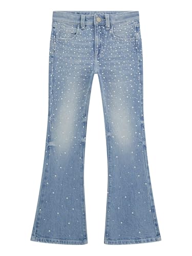 GUESS Girls Comfort Denim Flare Pants with Pearls