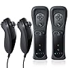 FASIGO Remote Controller with Nunchuck, Compatible with Nintendo Wii/Wii U, 2 Pack (Black)