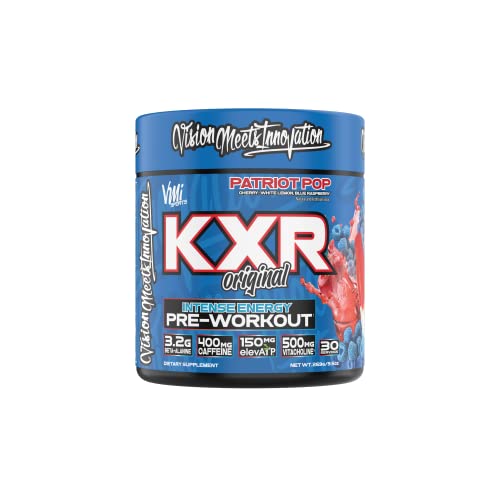 Image of KXR Pre-Workout Energy Powder | Intense Energy Pre-Workout Drink for Men and Women| Creatine Free | Improves Performance - Enhanced Focus & Increased Endurance | 30 Servings (Patriot Pop)