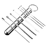 クリーニング耳ワックス - 6 個の耳掃除ツール - 耳かき 耳垢除去キット 耳掃除ツールセット イヤーキュレット 耳垢除去ツール クリーニングブラシ付き