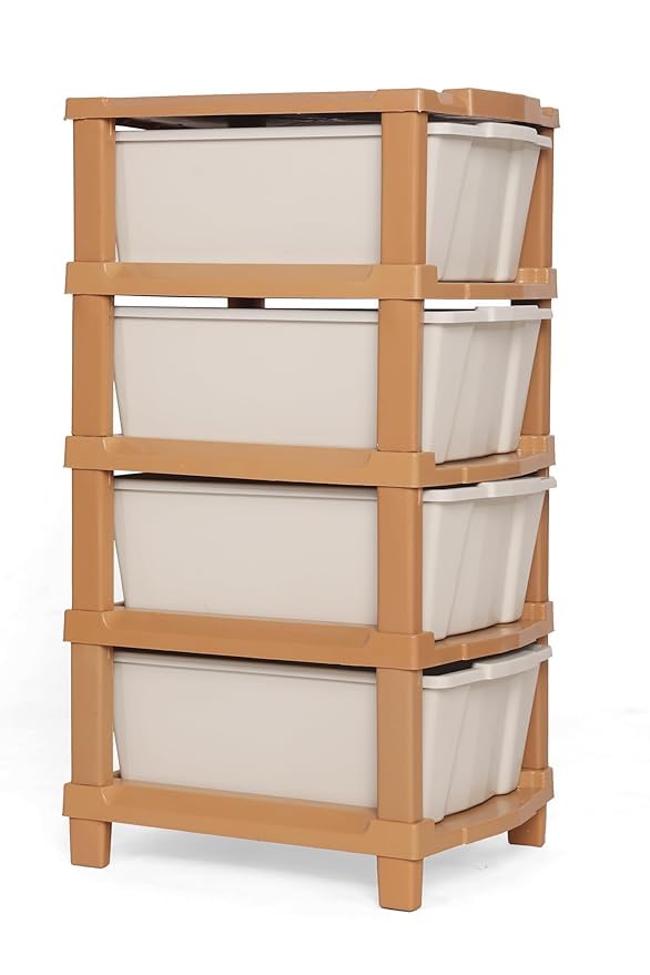 Modular Drawer Storage Organizer/Plastic Chest of Drawers for Kitchen Storage Cabinet/Multi-Layer Storage Drawer (Cream and Golden COLOR, 4 LAYER)-image-18