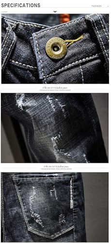 Men Stretch Slim Fit Distressed Streetwear Denim Pants Casual Retro Biker Trousers Hiphop Ripped Jeans2