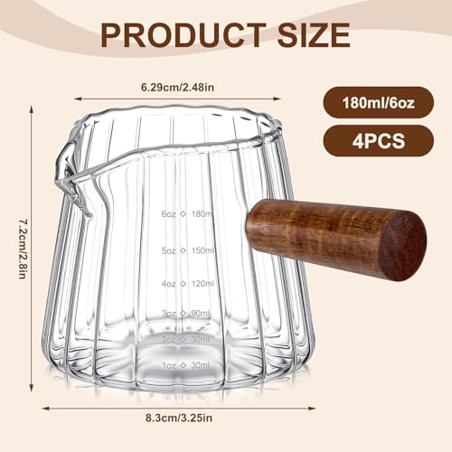 Set de 4 vasos medidores para espresso de vidrio de 6 oz miniatura 2