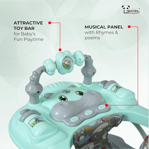 Image of Panda Baby Products Walker with Push Handle, Musical Toys & Adjustable Height - Safe & Comfortable Learning Walker for Babies (6-18 Months) (Grey, 111 Baby Walker)