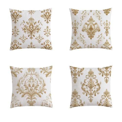 Housse de coussin 80x80cm lot de 4 crème avec impression double face durable - 2
