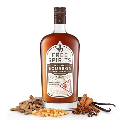 Free Spirits Zero Proof Bourbon Alternative, Award-Winning Whiskey Style Non-Alcoholic Spirit for Mocktails, Made In The USA, Packaging May Vary, 750 mL
