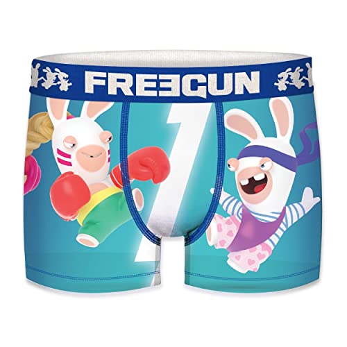 FREEGUN Boxer Homme Lapins Crétins, Calecon Homme, Maille Aérée et Liberté de Mouvement, Multicolore, Taille M
