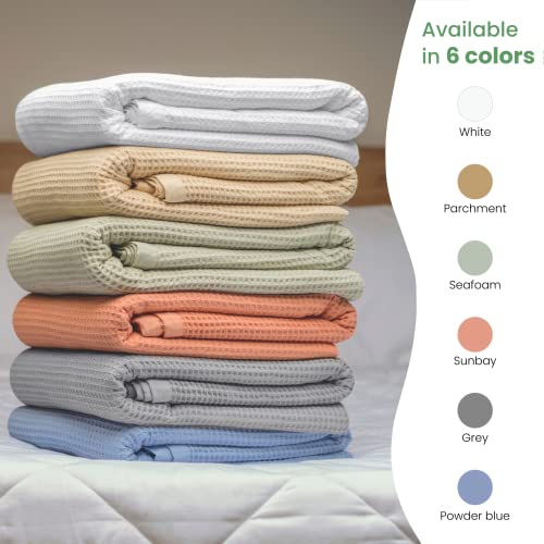 Salt Earth 100% Cotton Throw Blanket 55"X60" Waffle Blanket For Couch, Bed, Sofa, Living Room And Home Decor Lightweight & Comfortable All Season Use Easy To Wash, Nature And Skin Friendly (Sea Foam) #TOP5
