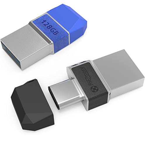 Mini USB C Stick Dual 128GB - 2 in 1 Funktion > USB 3.0 & Type C < Wasserdicht, Klein & Extrem Schnell - Aus Metall Ideal für Schlüssel-Anhänger - Flash Drive Speicherstick USB-C 128 GB Blau – Bild 5