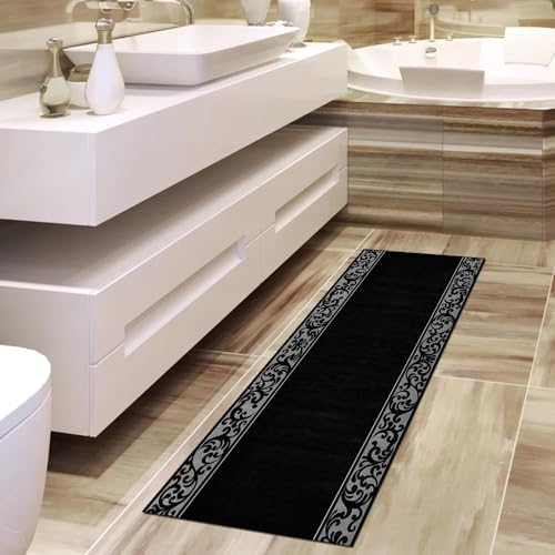 Alfombra vintage negra 80x150 cm con acabado antideslizante 4