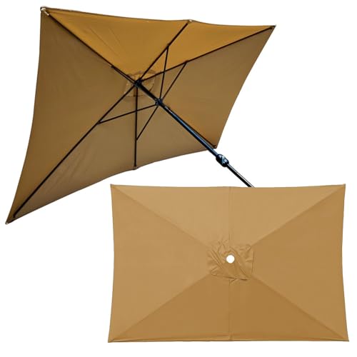 Prostokątny Baldachim Do Parasola O Wymiarach 9,8 X 9,8 Ft Zamiennik Na 6 żeber, Wymienny Baldachim Do Parasola, Prostokątne Pokrycie Górnej Tkaniny, Górna Osłona Parasola Na Wsporniku S(Color:Khaki)