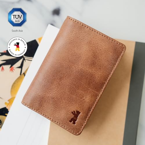 BERLINER BAGS Vintage Genuine Leather Slim Wallet Porto, Card Holder, Bifold Small Wallet, RFID Protected Wallet for Men and Women - Brown3