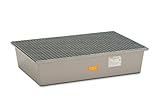 Korrosionsbeständig CEMO 6875 GFK-Auffangwanne mit verzinktem Gitterrost, grau, 220 L