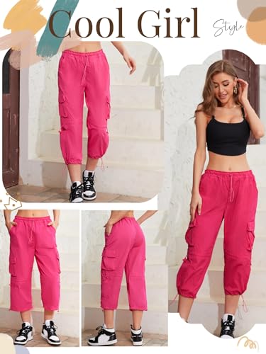 QYANGG Capri Pants for Women Baggy Parachute Pants for Women Ruched Cargo Pants Womens Capri Pants Drawstring ElasticY2K2