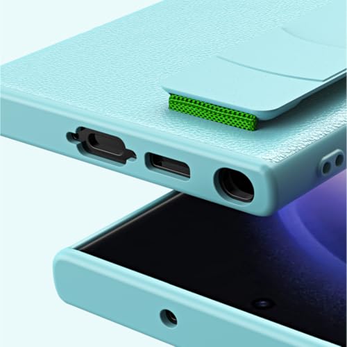 Coque Samsung S23 Plus de luxe avec cordon de maintien premium couleur bleu lac