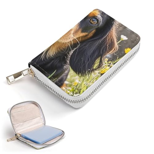 RFID Credit Card Holder Wallets for Women Cute Small Leather Ladies Cardholder Wallets Cute Dachshund Card Organizer Case with Zipper2