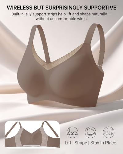 As Fairy Wireless Seamless Jelly Support Full Coverage Bra with V Mesh Neck - image 6