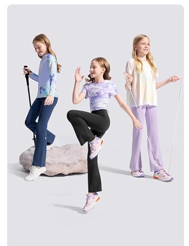 Girls Boot Cut Pants Athletic Flare Leggings for Yoga, Ballet, Dance, Gymnastics, Workout, Running, Jazz 4-13 Years4