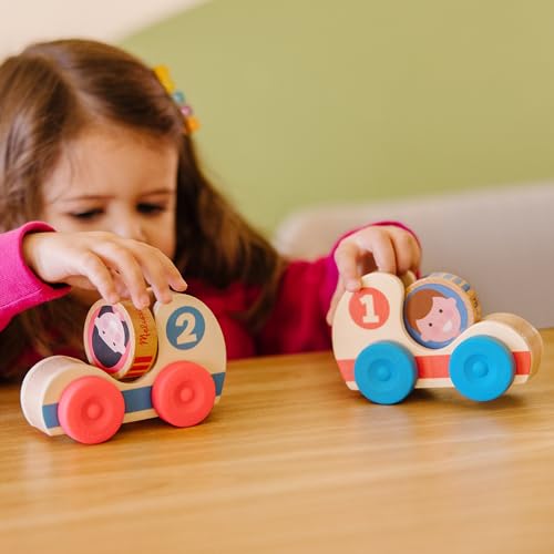 Image of Melissa & Doug GO Tots Wooden Race Cars (2 Cars, 2 Disks) Stacking Toys for Infants, Hand Push Vehicles, Wooden Car Toys for Toddlers Ages 1+ - FSC-Certified (Pack of 3)