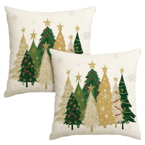 Artoid Mode Stern Bäume Kiefern Frohe Weihnachten Kissenbezüge 2er...