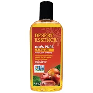 Desert Essence 100% Pure Jojoba Oil – 4 Fl Oz Moisturizer for Hair, Skin &amp; Scalp | Makeup Remover &amp; Aftershave Hydrator, Non-GMO, Vegan, Cold-Pressed, Anti-Flakiness &amp; Non-Clogging Beauty Elixir