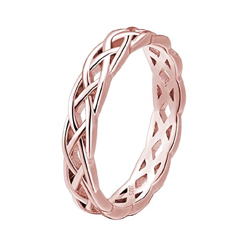 Simple Celtic Knot Rings Criss Cross Knot Ring,Rose Gold Plated Wedding Band Celtics Jewelry Gifts for Women Size 6-10