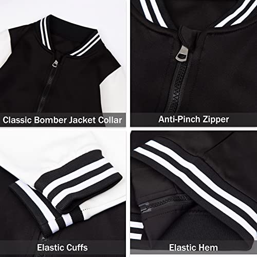 Image of LittleSpring Boys Girls Varsity Baseball Jacket Zip Up Bomber Jacket Thin 2-10Years