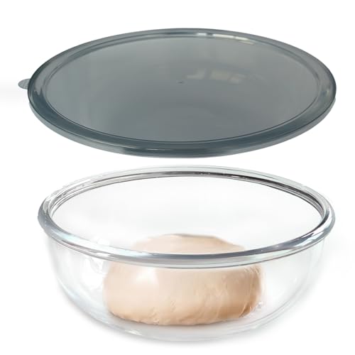 CD HOME Large Glass Mixing Bowl with Lid,6.3 Quart Thickened Bowl