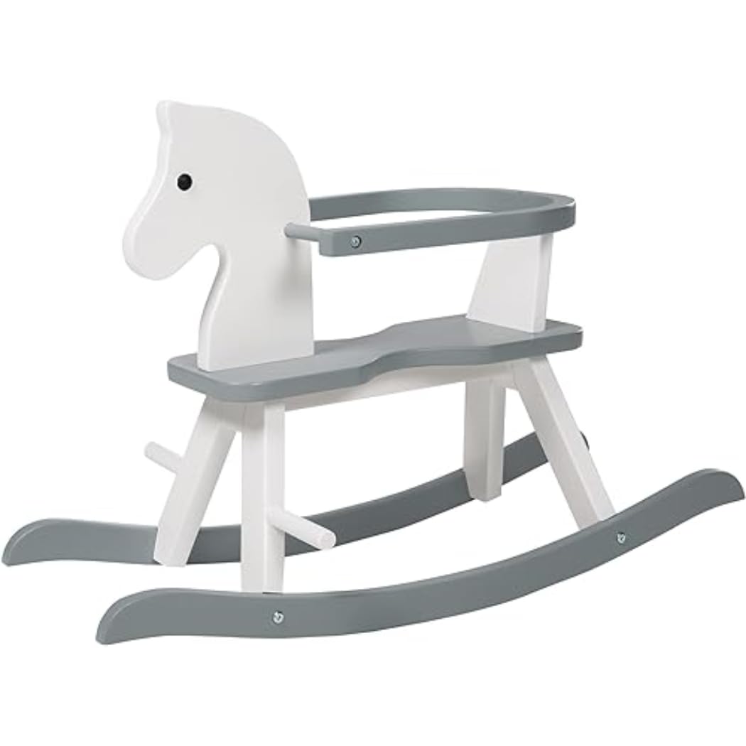 roba Rocking Horse, Rocking Animal Solid Wood, white/grey, grows with child, removable safety ring, from 1 year old — image 1