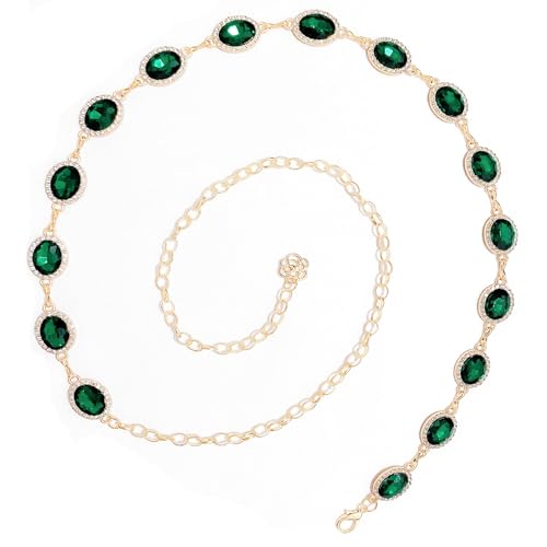 Womens Chain Belt with Jewelry Inlaid Thin Waistband Fashion Waist Belts for Dress Jeans