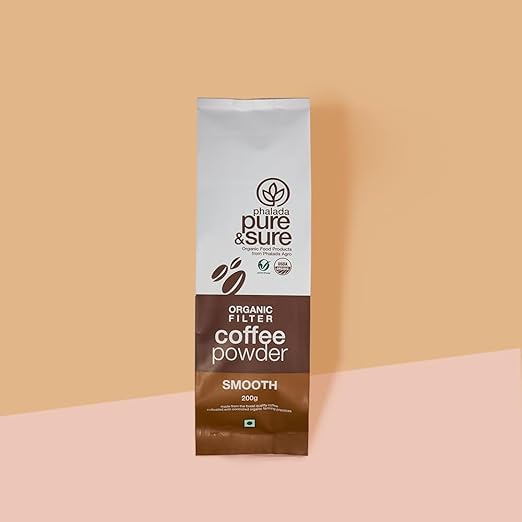 Pure & Sure Organic Filter Coffee Powder Smooth | Ground Coffee | Pure & Sure South Indian Filter Coffee Powder | Fresh Coffee 200g.