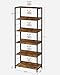 VASAGLE 6-Tier Bookshelf, Bookcase for Office, 11.8 x 23.6 x 70.1 Inches, Shelving Unit, with Back Panels, Industrial Style, for Living Room, Study, Home Office, Rustic Brown and Black ULLS118B01