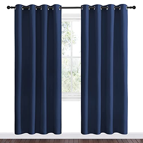 Image of NICETOWN Navy Blackout Curtains 78 inch Long for Living Room, Thermal Insulated Window Treatment Light Reducing Room Darkening Drapes for Boys Kids Bedroom, Classroom, Apartment (55 inch W x 78 inch L, Set of 2)