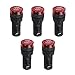 220V Plastic LED Indicator Signal Lamp 22mm Diameter Red Color Panel Mount pin Based Led Light AD16-22SM Length 65.7mm 5Pcs,Aicosineg