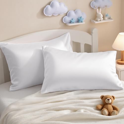 NTBAY Egyptian Cotton Toddler Pillowcases - Set of 2 - Travel Pillow Cases - 500 Thread Count Cotton 13x18 Pillow Covers - Envelope Closure Nursery Pillowcases, 13x18 Inches, White