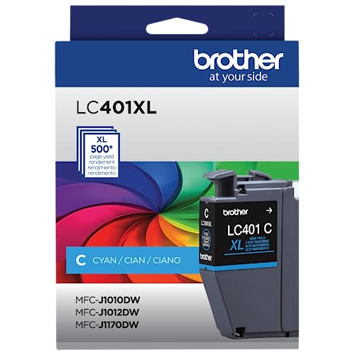 Image of Brother Genuine High Yield Cyan Ink Cartridge, LC401XLCS (Pack of 2)
