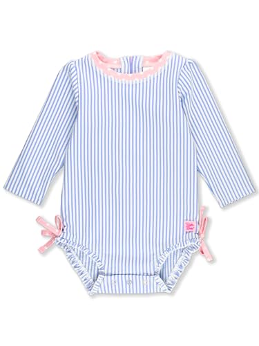 RuffleButts Baby-Girls Seersucker Long Sleeve Rash Guard - One Piece Swimsuit UPF 50+...
