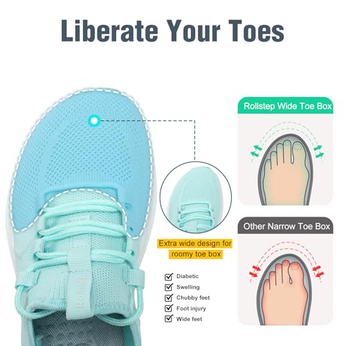 Image of Wide Toe Box Shoes Women Extra Wide Width Sneakers Air Cushion Road Running Shoes Ultra Light Tennis Gym Workout Training Shoes Breathable Walking Shoes with Arch Support