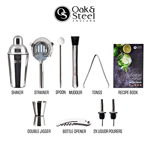 10-delige Cocktailshaker Set met Cocktailboek, Barstamper, Jigger, Barlepel, Kurkentrekker, Zeef, Tang en 2… - Image 5