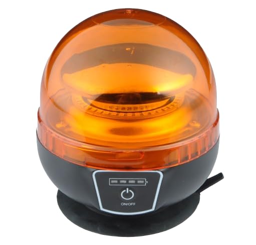 LEDWORK GYROPHARE LED MAGNÉTIQUE SANS FIL SUR BATTERIE RECHARGEABLE, témoin de charge, fixation magnétique et ventouse IP56