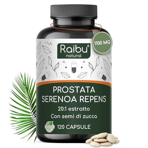 Serenoa Repens - 550 mg Per Capsula (4 Mesi di Fornitura) - Saw Palmetto (Serenoa Repens) con Semi di Zucca, Integratore per la Prostata - 120 Vegan Capsule, Senza additivi - Raibu Serenoa Repens - 550 mg Per Capsula (4 Mesi di Fornitura) - Saw Palmetto (Serenoa Repens) con Semi di Zucca, Integratore per la Prostata - 120 Vegan Capsule, Senza additivi - Raibu