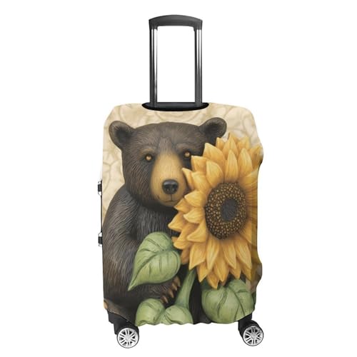 Travel Luggage Cover Elastic Suitcase Protector Anti-Scratch Washable Sunflower And Bear Luggage Sleeve Tsa Approved Carry on Covers Baggage Cover Fits 18-32 Inch Luggages4